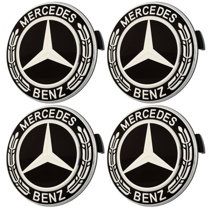 Mercedes Hub Caps | Classic Black - Aftermarket - The Zenara Shop