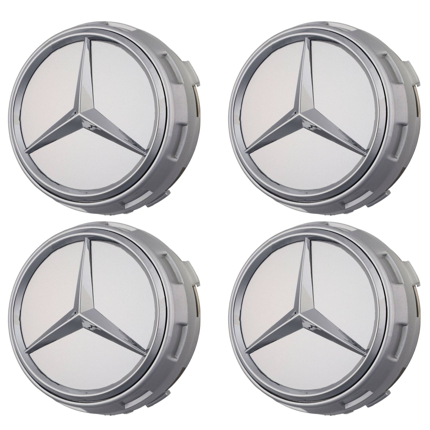 Mercedes Elevated Hub Caps | Platinum Silver - Aftermarket - The Zenara Shop