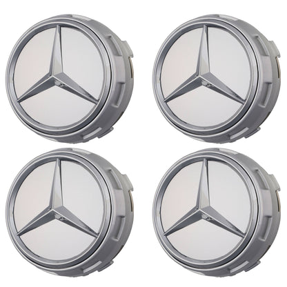 Mercedes Elevated Hub Caps | Platinum Silver - Aftermarket - The Zenara Shop