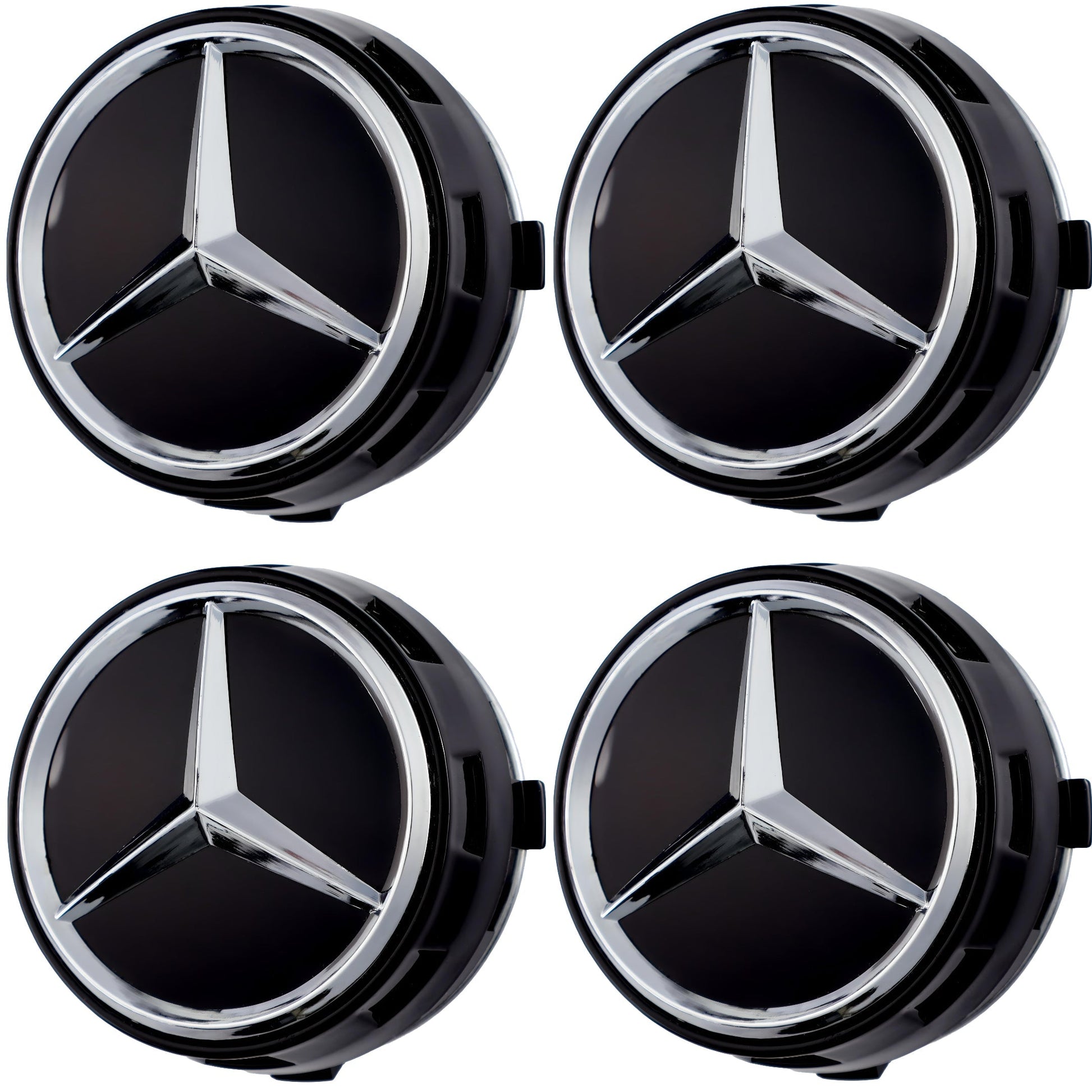 Mercedes Elevated Hub Caps | Gloss Black - Aftermarket - The Zenara Shop