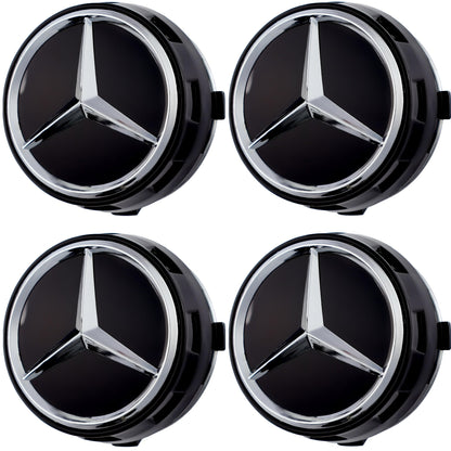 Mercedes Elevated Hub Caps | Gloss Black - Aftermarket - The Zenara Shop