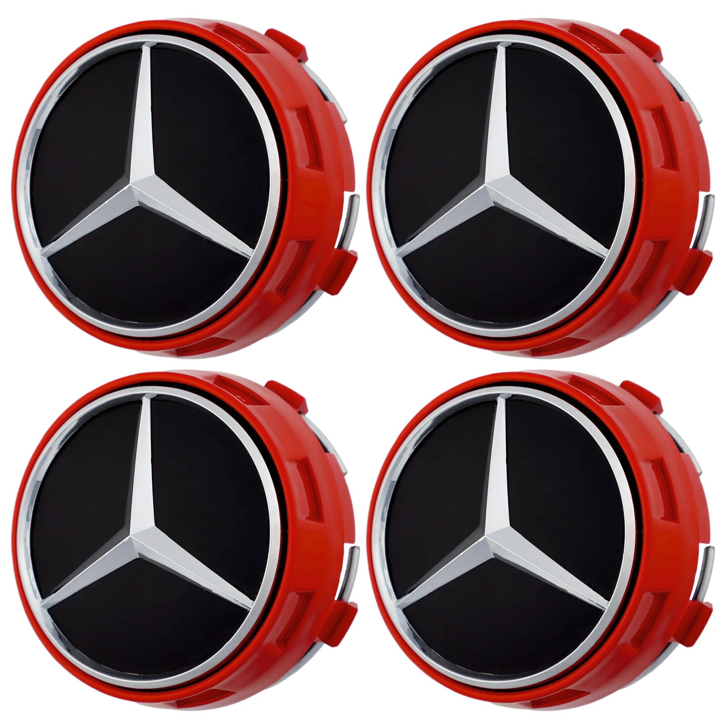 Mercedes Elevated Hub Caps | Gloss Red - Aftermarket - The Zenara Shop