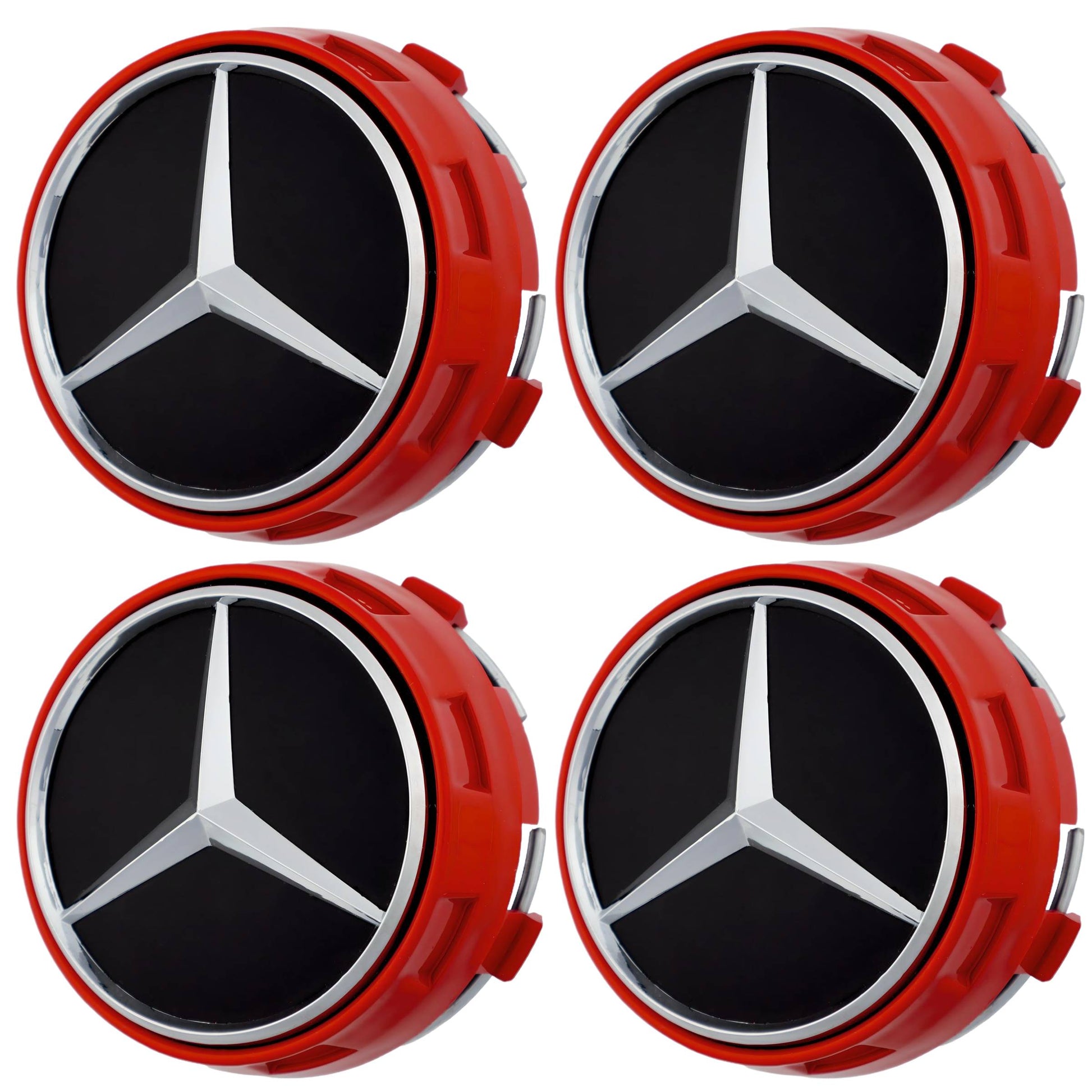 Mercedes Elevated Hub Caps | Gloss Red - Aftermarket - The Zenara Shop
