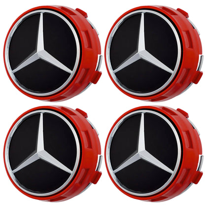 Mercedes Elevated Hub Caps | Gloss Red - Aftermarket - The Zenara Shop